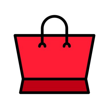 Kağıt çanta vektör çizim, dolgulu tasarım düzenlenebilir anahat simgesi