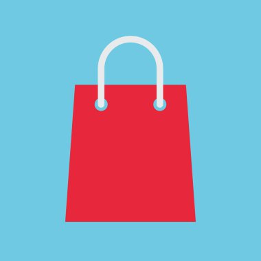 Kağıt çanta vektör çizim, düz tasarım simgesi