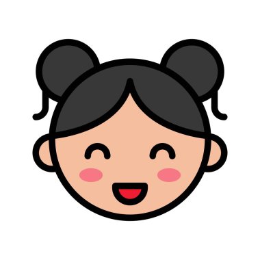 Çinli kız vektör, Çin yeni yılı karakter anahat simgesini düzenlenebilir kontur dolu.