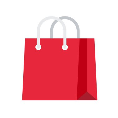 Kağıt çanta vektör çizim, düz tasarım simgesi