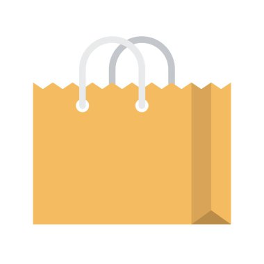 Kağıt çanta vektör çizim, düz tasarım simgesi