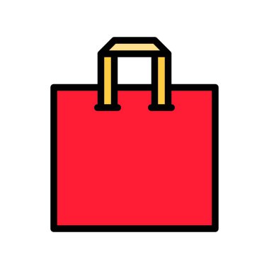 Kağıt çanta vektör çizim, dolgulu tasarım düzenlenebilir anahat simgesi