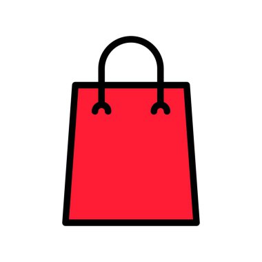 Kağıt çanta vektör çizim, dolgulu tasarım düzenlenebilir anahat simgesi