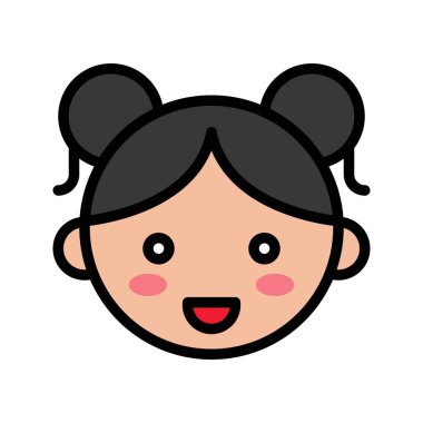 Çinli kız vektör, Çin yeni yılı karakter anahat simgesini düzenlenebilir kontur dolu.