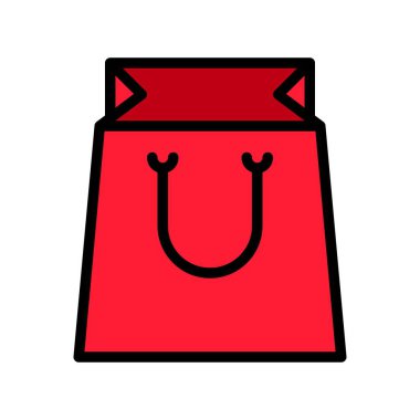 Kağıt çanta vektör çizim, dolgulu tasarım düzenlenebilir anahat simgesi