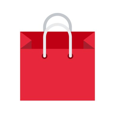 Kağıt çanta vektör çizim, düz tasarım simgesi