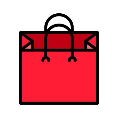 Kağıt çanta vektör çizim, dolgulu tasarım düzenlenebilir anahat simgesi