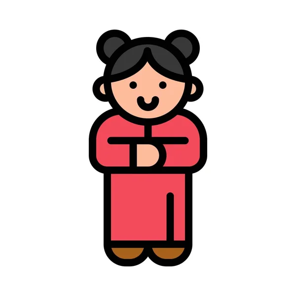 Китайская Девочка Китайский Новогодний Персонаж — стоковый вектор
