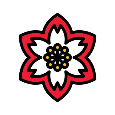 Erik çiçeği vektörü, Çin yeni yılı doldurulmuş ikon, düzenlenebilir ana hatlar