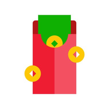 Kırmızı zarf vektörü, Çin Yeni Yıl düz tasarım simgesi