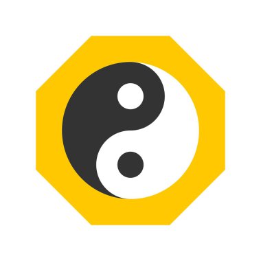 Yin ve yang vektör, Çin ay yeni yıl düz tasarım simgesi