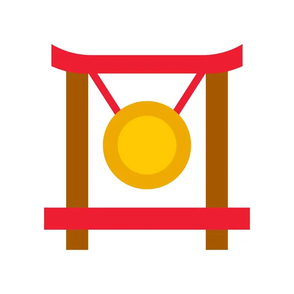 Vector Gong Chino Lunar Nuevo Año Plano Icono Diseño — Vector de stock