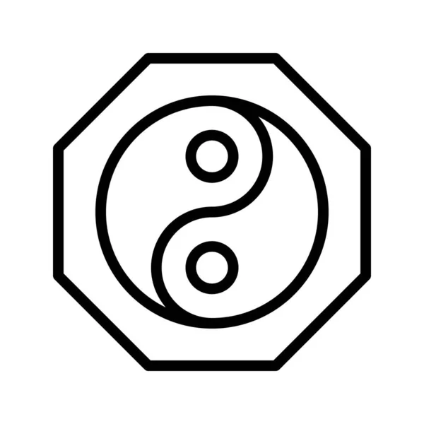 Yin Yang Vector Icono Diseño Línea Año Nuevo Lunar Chino — Vector de stock