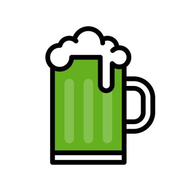 Bira kupa vektör, bayram Saint Patrick stili simgesini düzenlenebilir anahat dolu.