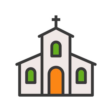 Kilise vektör, bayram Saint Patrick stili simgesini düzenlenebilir anahat dolu.