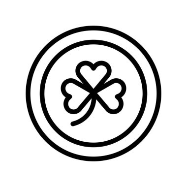 Yonca işareti vektör, Saint Patrick Bayramı çizgi stili simge tasarlamak ile para