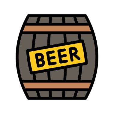 Bira varil vektör, bayram Saint Patrick Stil simge düzenlenebilir anahat tasarlamak dolu.