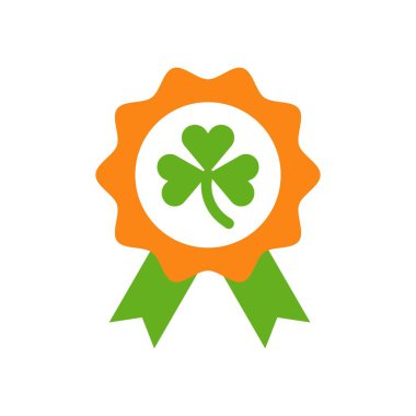 Rozet vektör, Saint Patrick bayram düz stil ikonu