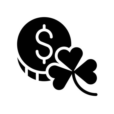 Yonca vektör, Saint Patrick Bayramı çizgi stil ikonu ile para