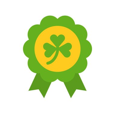 Rozet vektör, Saint Patrick bayram düz Stil simge tasarlamak