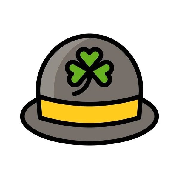 Chapeau Vecteur Fête Saint Patrick Icône Style Rempli Illustration Contour — Image vectorielle