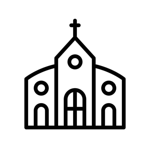 Kerk Vector Feest Van Saint Patrick Lijn Stijl Pictogram Illustratie — Stockvector