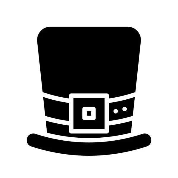 Pilgrim Hat Vector Feast Saint Patrick Line Style Icon — Stock Vector