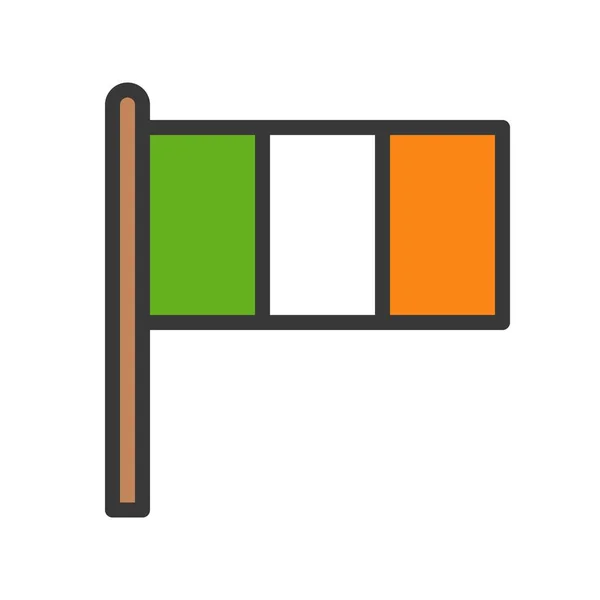 Irlanda Vector Bandera Fiesta San Patricio Llenado Icono Estilo Editable — Archivo Imágenes Vectoriales