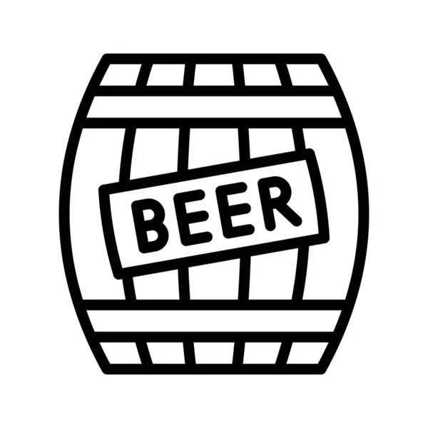 Beer Barrel Vector Feast Saint Patrick Line Style Icon Illustration — Stock Vector