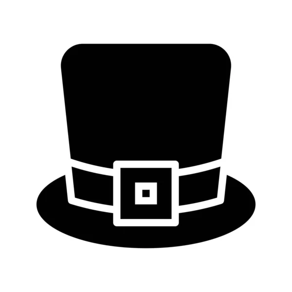 Pilgrim Hat Vector Feast Saint Patrick Solid Style Icon Illustration — Stock Vector