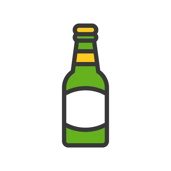 Bier Fles Vector Feest Van Saint Patrick Gevuld Stijl Pictogram — Stockvector