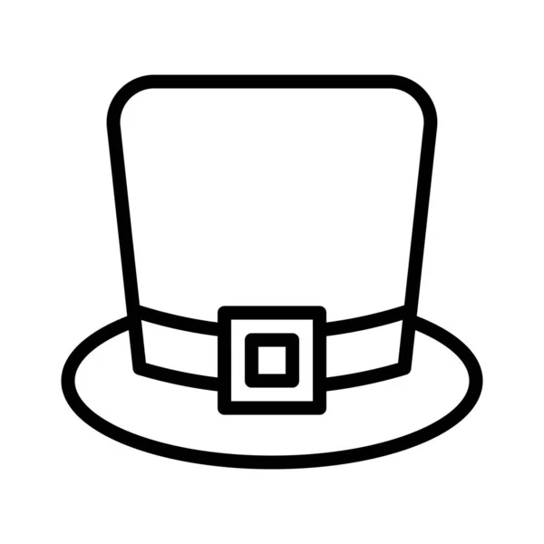 Chapeau Pèlerin Vecteur Fête Saint Patrick Illustration Icône Style Ligne — Image vectorielle