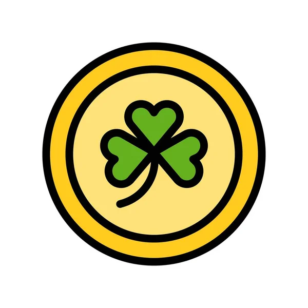 Pièce Avec Trèfle Vecteur Signe Fête Saint Patrick Rempli Icône — Image vectorielle