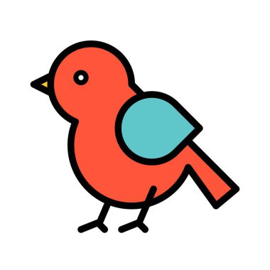 Kuş vektör, Bahar sezonu stili simgesini düzenlenebilir kontur dolu.