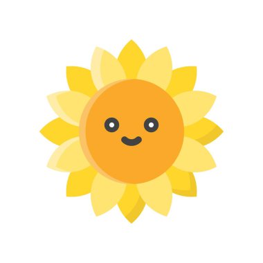 Ayçiçeği vektör çizim, göl kenarında bahar sezonu düz simgesi