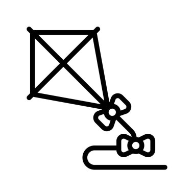 Uçurtma vektör çizim, göl kenarında bahar sezonu satırı simgesi