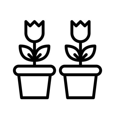 Çiçek pot vektör çizim, göl kenarında bahar sezonu satırı simgesi
