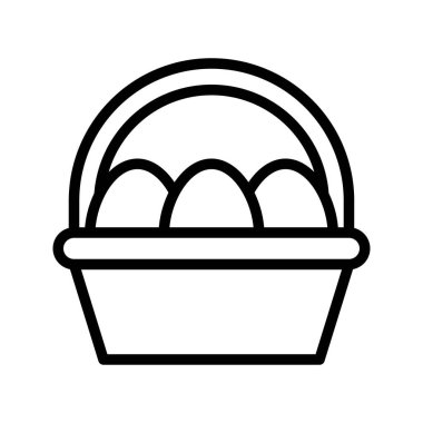 Paskalya yumurtası sepet vektör, Paskalya çizgi stili simgesini düzenlenebilir kontur