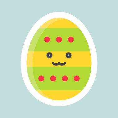 Açık yeşil renkli gülümseme ile bir Paskalya yortusu yumurta