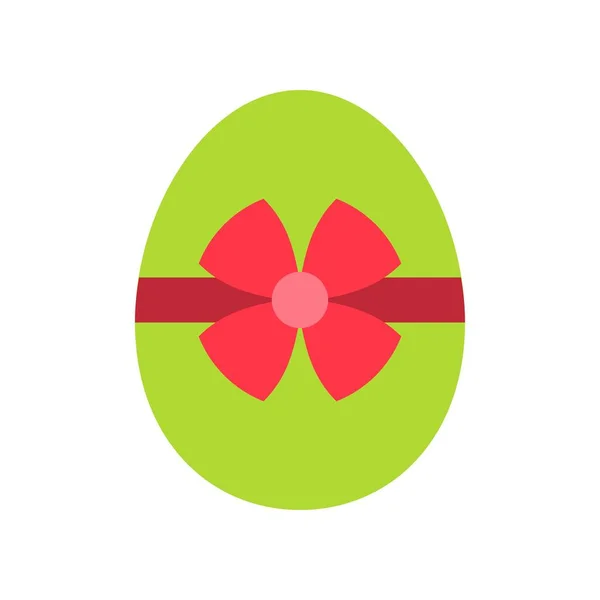 Huevo Pascua Verde Con Arco Aislado Blanco — Vector de stock