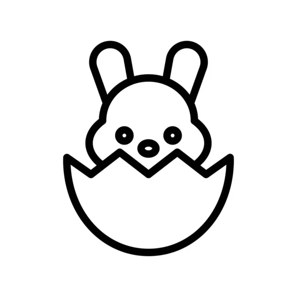Bunny Eggshell Vector Easter Line Style Icon Editable Stroke — Stock Vector