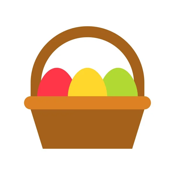 Easter Eggs Basket Vector Isolated Easter Flat Design Icon — Stock Vector