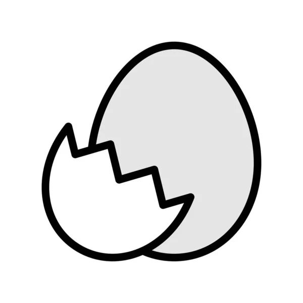鸡蛋与蛋壳向量 复活节填充风格图标可编辑的笔划 — 图库矢量图片