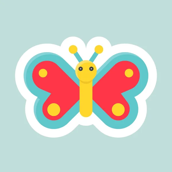 Butterfly Vector Easter Spring Flat Sticker Icon — Stock Vector