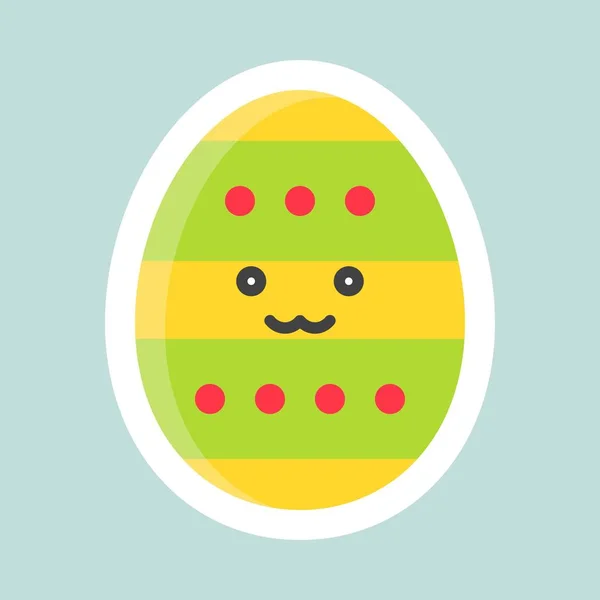 Huevo Pascua Con Sonrisa Sobre Fondo Verde Claro — Vector de stock