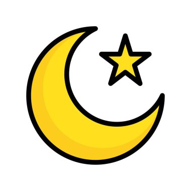 Yıldız ve hilal vektör illüstrasyon, Ramazan ilgili dolu stil simgesi