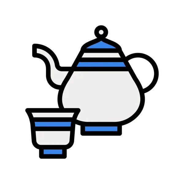 Teapot Vektor Illustration Ramadan Relaterade Fyllt Stil Ikon — Stock vektor