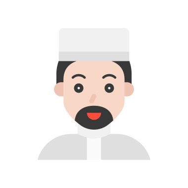 Müslüman adam vektör illüstrasyon, Ramazan ilgili düz stil simgesi