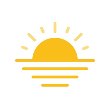 Sunrise Sunset vektör illüstrasyon, Ramazan ilgili düz stil simgesi