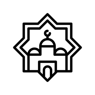 Cami yıldız vektör illüstrasyon, Ramazan ilgili satır stil simgesi